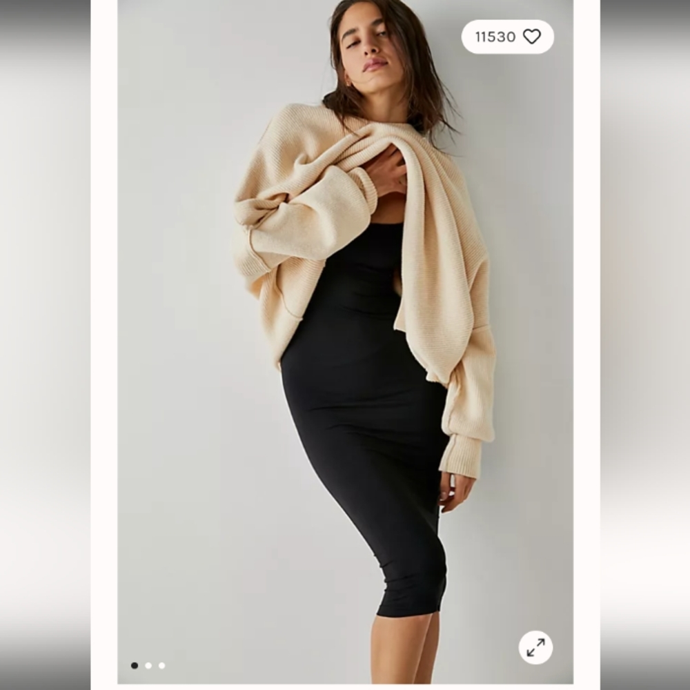 BRAND NEW Intimately Free People Black Tea Length Seamless Slip Dress Size XS/S - Picture 3 of 9